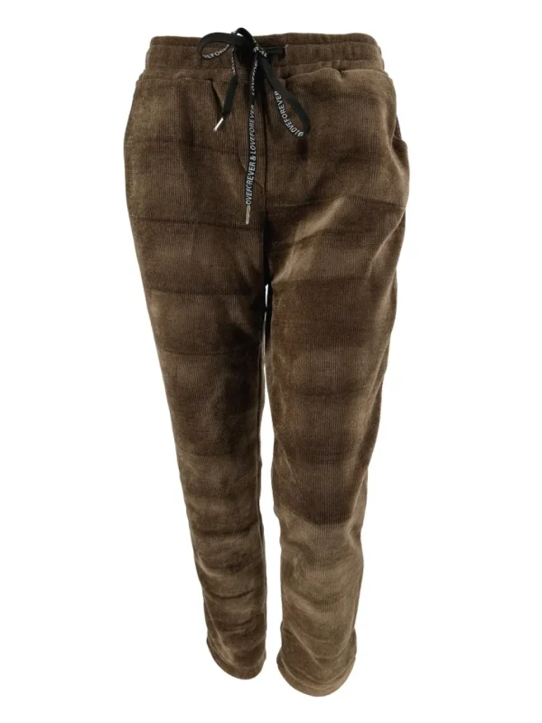 Aansluitende velvet broek met koordje Richella bruin