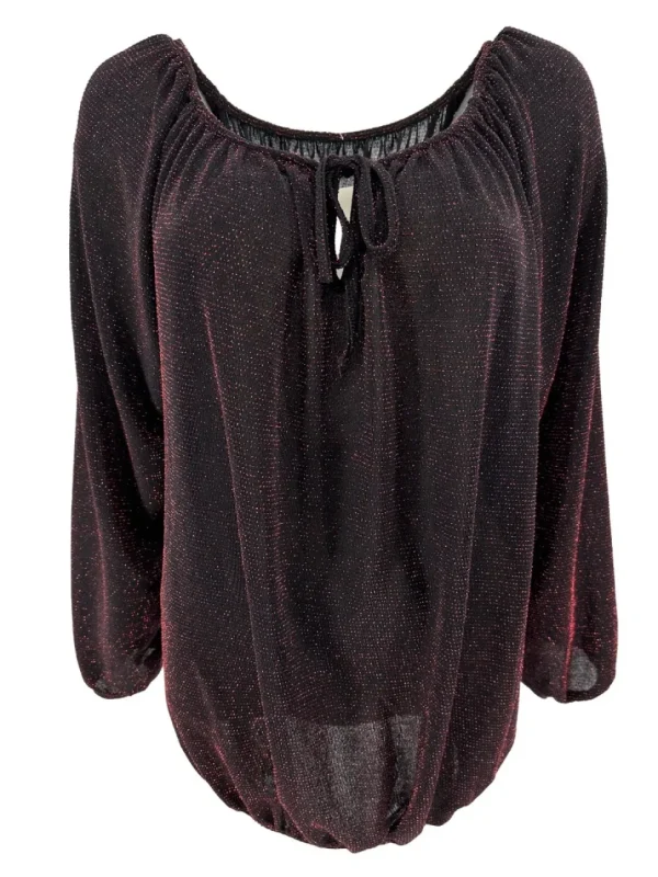 Ballon blouse met strik in de hals glitter DOTTED rood