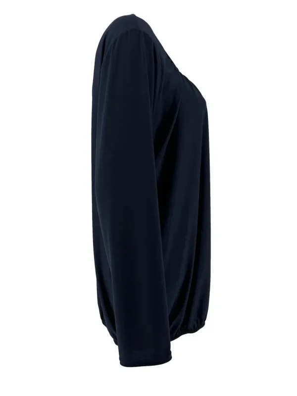 Basic ballon shirt met LANGE MOUW travelstof uni donker blauw