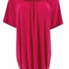 Basic ballon shirt TRAVELSTOF met korte mouw uni fuchsia