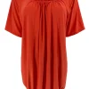 Basic ballon shirt TRAVELSTOF met korte mouw uni koraal
