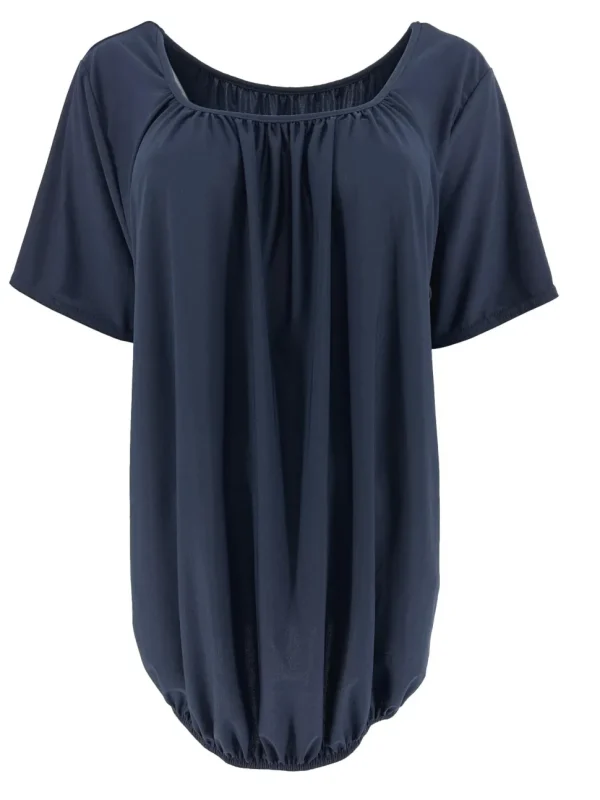 Basic ballon shirt TRAVELSTOF met korte mouw uni donker blauw