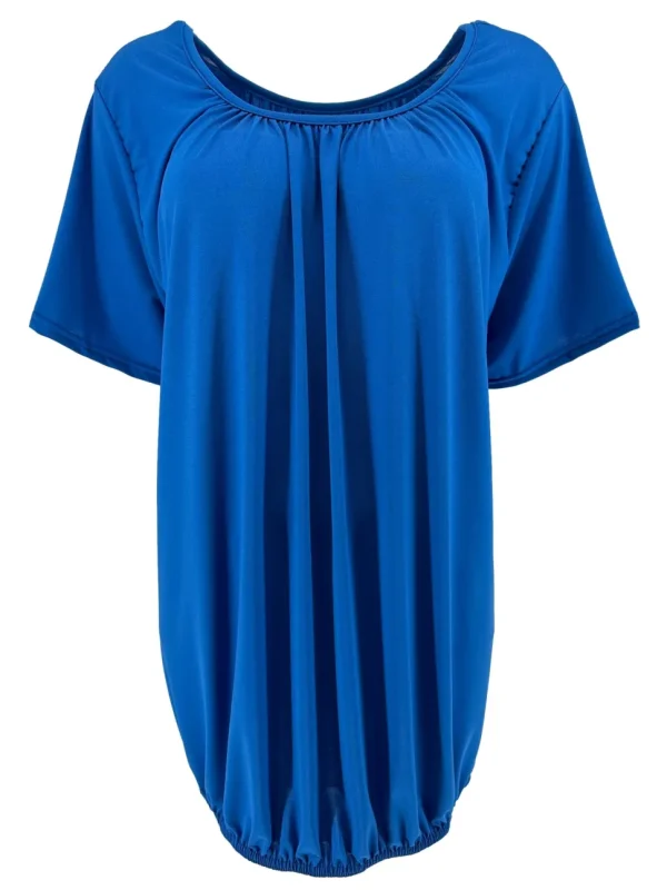 Basic ballon shirt TRAVELSTOF met korte mouw uni kobalt