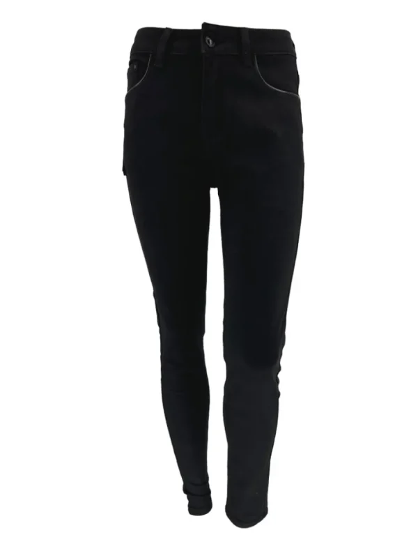 B.B.S skinny jeans met leder bandje zwart (S6860). TKJ