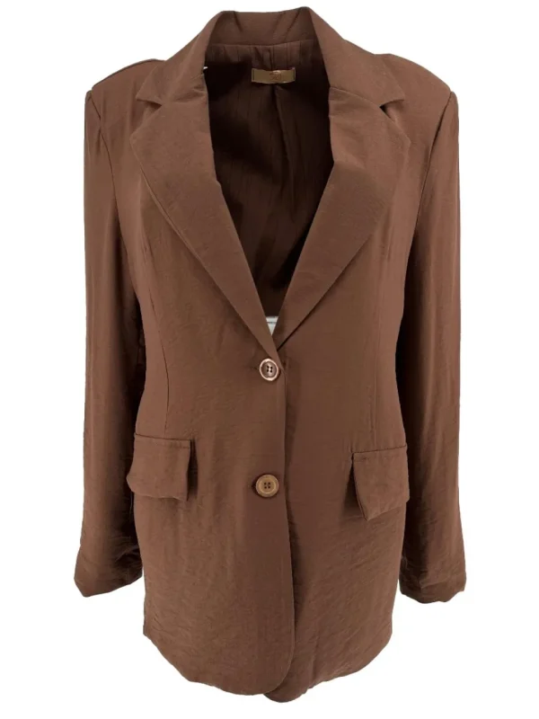 Blazer met 2 knopen en fake zakken striped details bruin