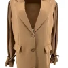 Blazer met knoopjes en uni mouw bruin. SALE