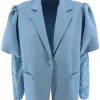 Blazer met pofmouw en kant Tess licht blauw