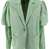 Blazer met pofmouw en kant Tess licht groen