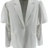 Blazer met pofmouw en kant Tess off-white