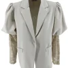Blazer met pofmouw en kant Tess beige