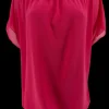 Blouse brede boord met korte mouw Noah uni fuchsia