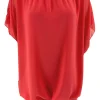 Blouse brede boord met korte mouw Noah uni koraal