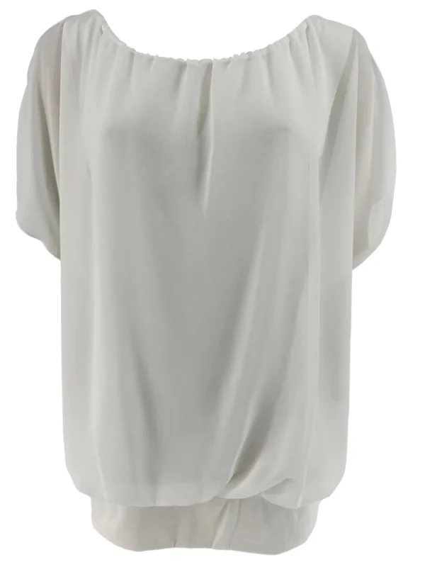 Blouse brede boord met korte mouw Noah uni off-white WBD