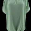 Blouse brede boord met korte mouw Noah uni jade groen