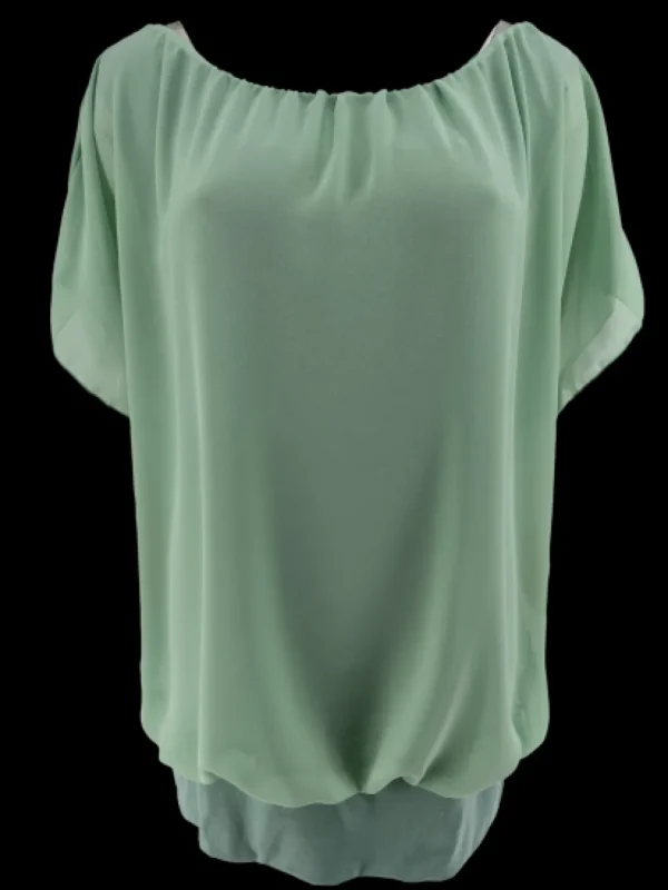 Blouse brede boord met korte mouw Noah uni jade groen