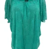 Blouse brede boord met korte mouw en kant mint