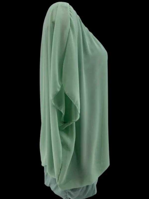 Blouse brede boord met korte mouw Noah uni jade groen