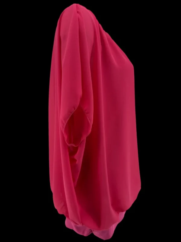 Blouse brede boord met korte mouw Noah uni fuchsia