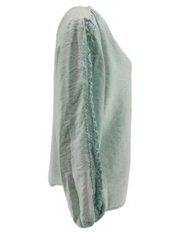 Blouse in linnen-look met circle werking op de mouw mint