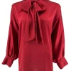 Blouse in satijn-look met strik in de hals Heidi rood