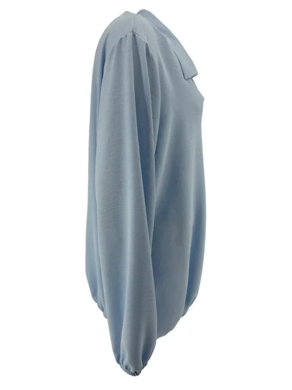 Blouse met elastiek aan de onderzijde en kraag Jetta licht blauw