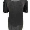 Blouse met glitter en korte pofmouw DOTTED Snowy goudSALE #FBK