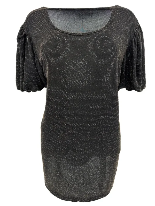 Blouse met glitter en korte pofmouw DOTTED Snowy goudSALE #FBK
