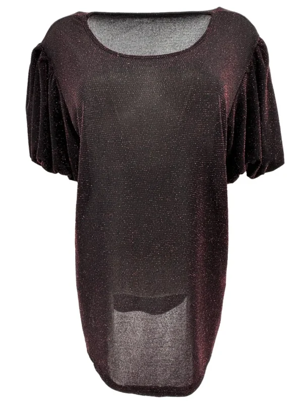 Blouse met glitter en korte pofmouw DOTTED Snowy roodSALE #FBK