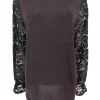 Blouse met GLITTER en ronde hals met kanten mouw Blaire rood