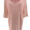 Blouse met kant en v-hals met volant mouw Cindy licht roze