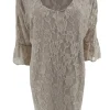 Blouse met kant en v-hals met volant mouw Cindy taupe