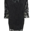Blouse met kant en v-hals met volant mouw Cindy zwart