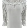 Blouse met kanten mouw en ruffle Ami off-white
