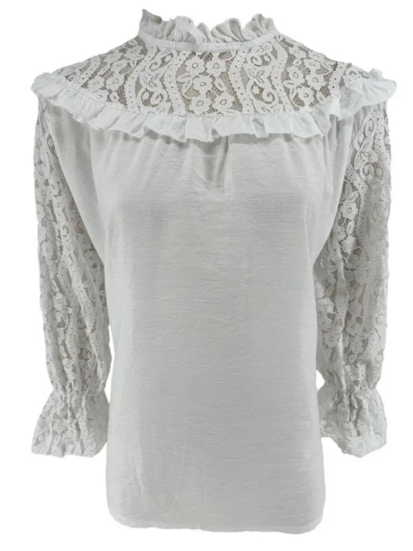 Blouse met kanten mouw en ruffle Ami off-white