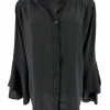 Blouse met knoopjes en opstaande boord Brigit zwart