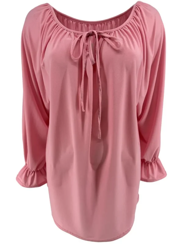 Blouse met koordje aan de hals Polly uni licht roze