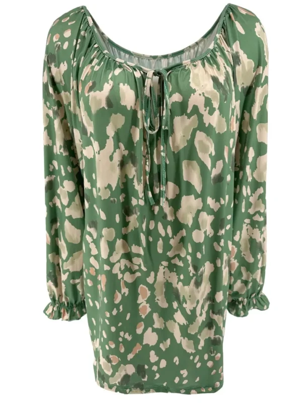 Blouse met koordje aan de hals Polly spotted army