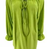 Blouse met koordje aan de hals Polly uni lime groen