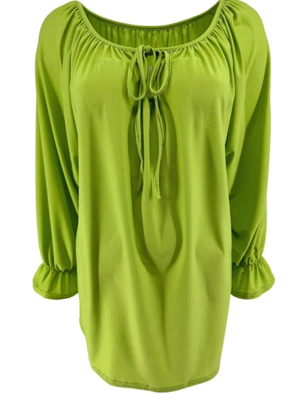 Blouse met koordje aan de hals Polly uni lime groen