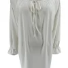 Blouse met koordje aan de hals Polly uni off-white