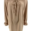 Blouse met koordje aan de hals Polly uni beige