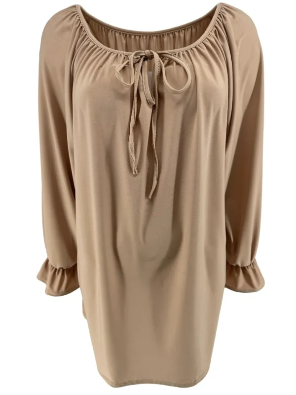 Blouse met koordje aan de hals Polly uni beige