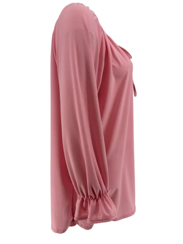 Blouse met koordje aan de hals Polly uni licht roze