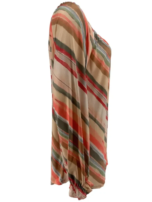 Blouse met koordje aan de hals Polly candy beige/koraal