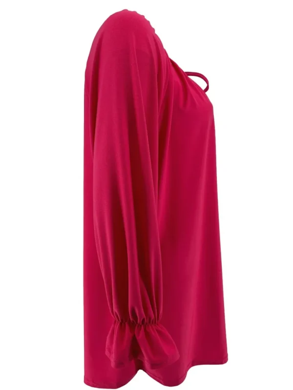 Blouse met koordje aan de hals Polly uni fuchsia