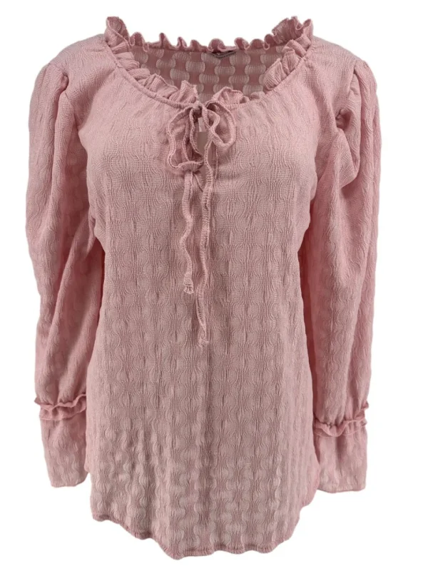 Blouse met koordje en werking Lotje licht roze