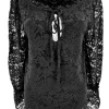 Blouse met koordje van KANT Liselotje zwart