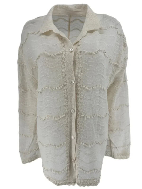 Blouse met kraag Beachy waves beige (GBD)