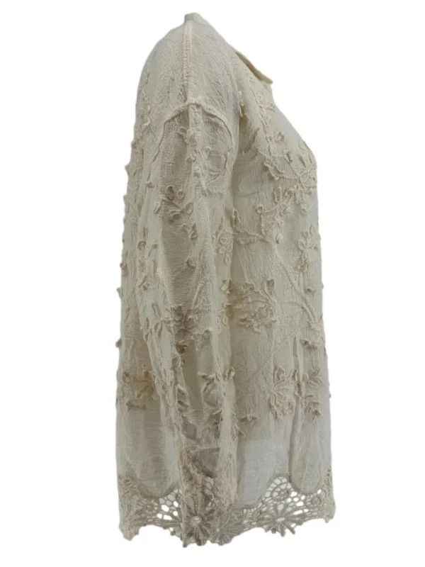 Blouse met kraag en knopen blossom beige