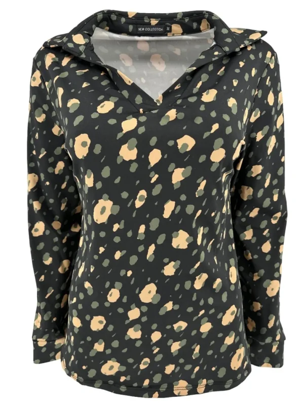 Blouse met kraag en lange mouw spotted army (SALE)